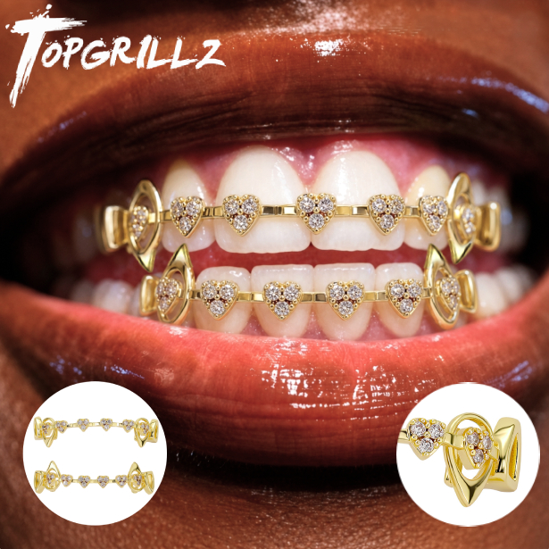 Body Jewelry Stores - TOPGRILLZ Oyuk Kalp Diş Grillz Seti