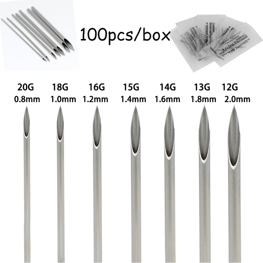 Body Jewelry Tattoo - 10-1000 adet vücut piercing iğnesi 10G