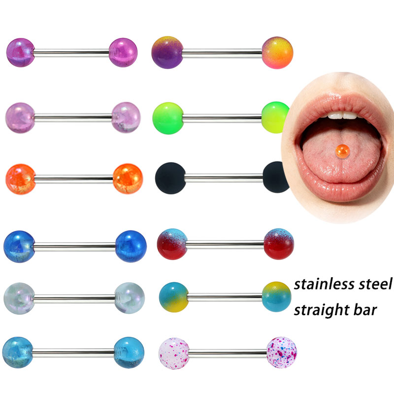 Tongue Barbell Straight - 50 adet/grup Paslanmaz Çelik Düz Dil