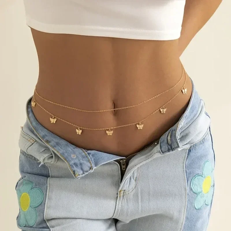 Body Jewelry Types - Yeni Charm Seksi Çift Katmanlı Kelebek