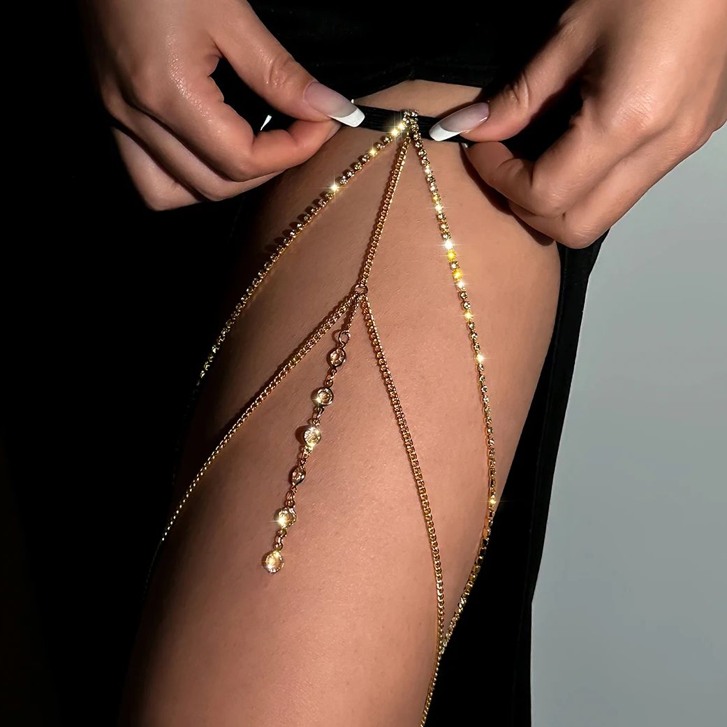 Body Jewelry Chain - Seksi Parlak Kristal Çok Katmanlı Püskül