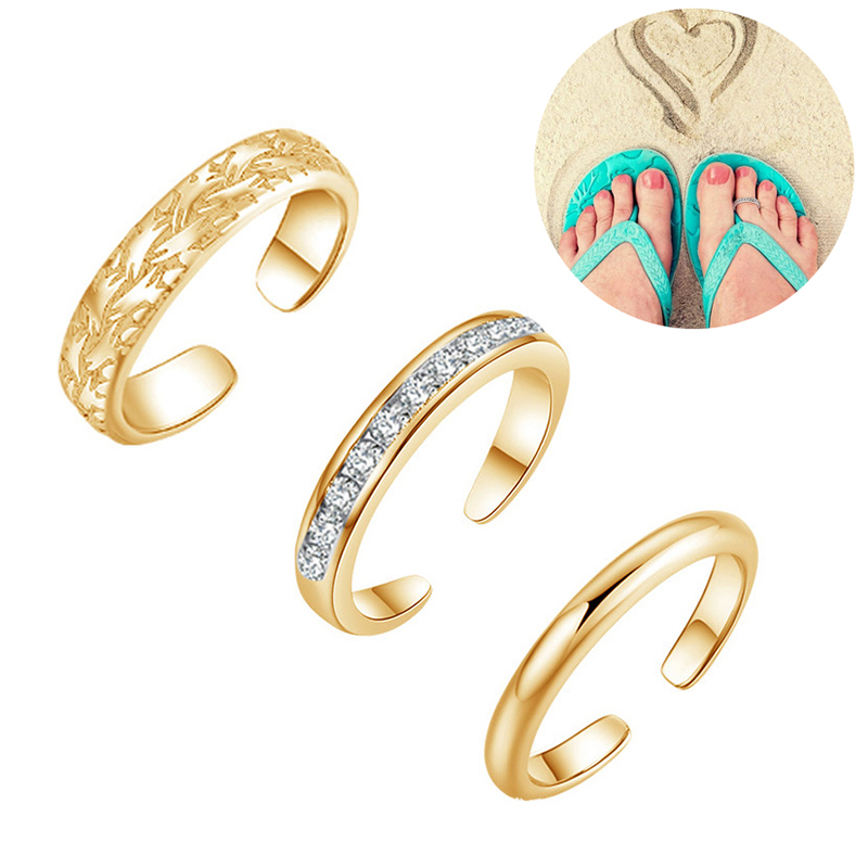 Body Jewelry Stores - Trio Set Kadın Ayak Parmağı Yüzükleri,