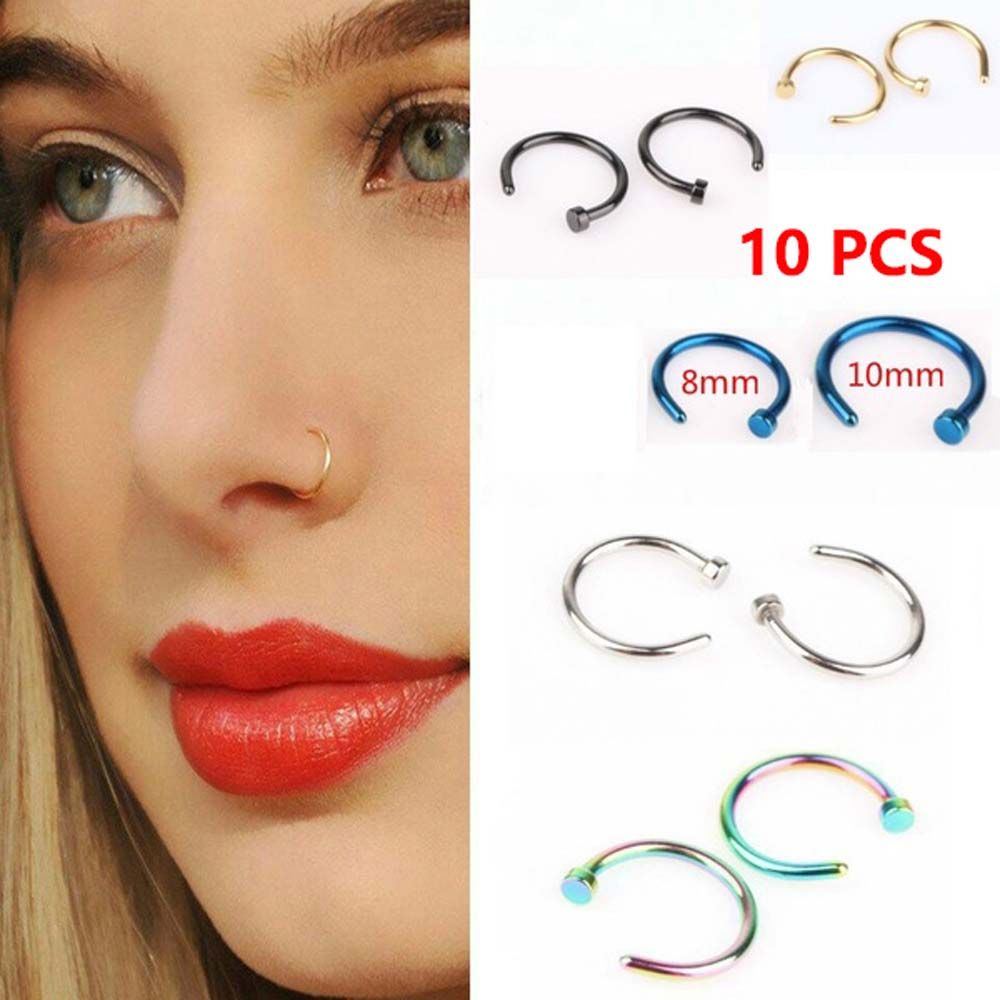 Body Jewelry Stores - 10 Adet İnce Paslanmaz Çelik Kadınlar