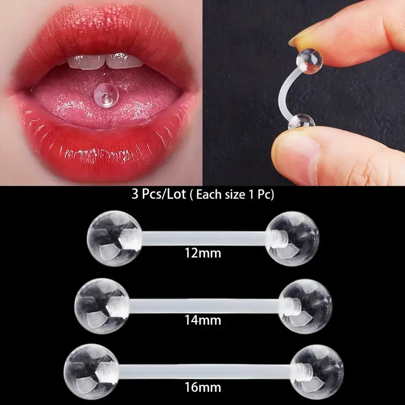 3 adet/grup Yumuşak Şeffaf Gör - Tongue Barbell Straight incelemesi ve fiyatı