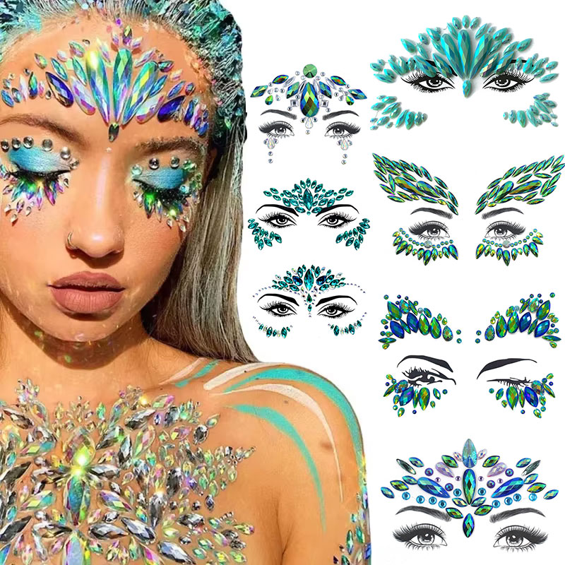 Green Sexy Face Sticker Glitte - Body Jewelry Tattoo incelemesi ve fiyatı
